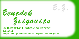 benedek zsigovits business card